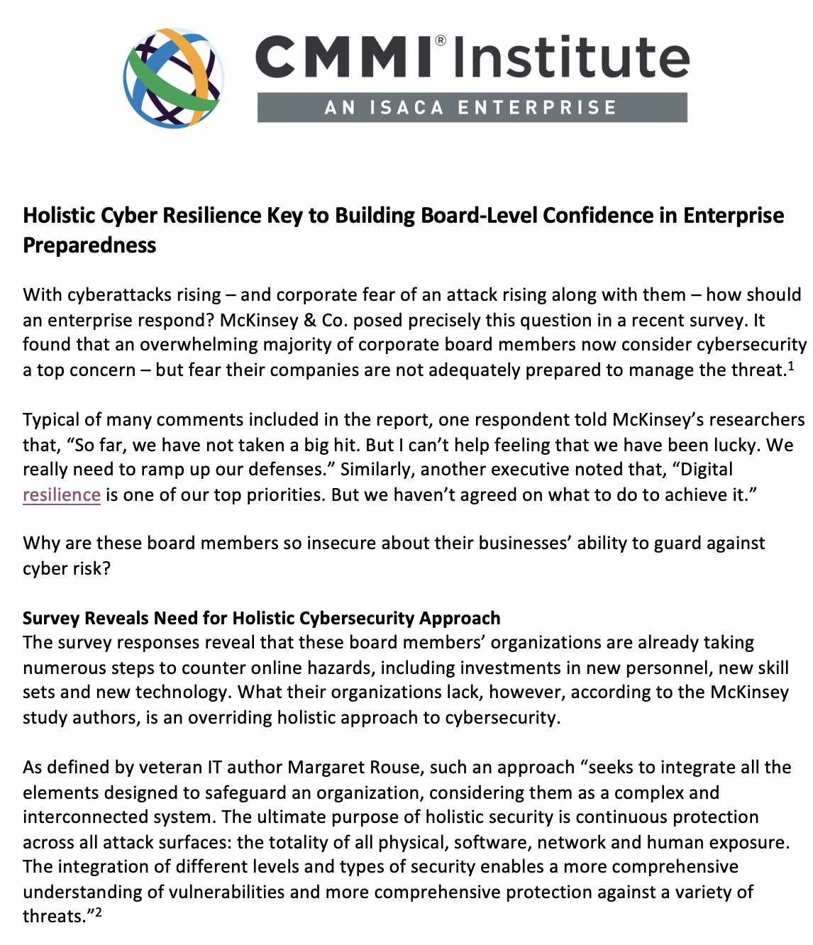 Holistic Cyber Resilience Key to Building Board-Level Confidence in Enterprise Preparedness