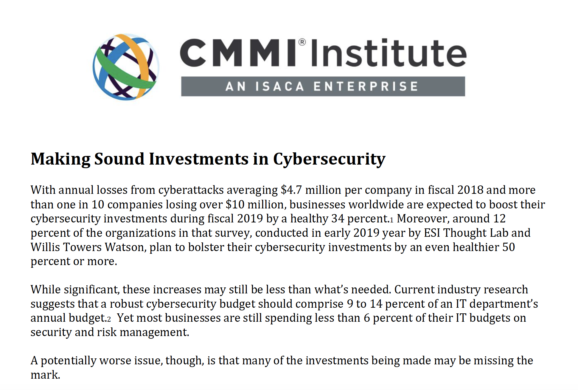Making Sound Investments in Cybersecurity